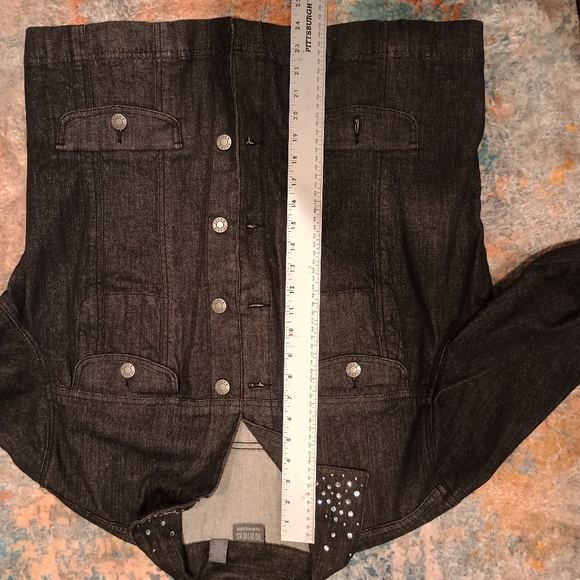 Chicos Studded Casual Black Denim Jacket Size 3 - Picture 8 of 8